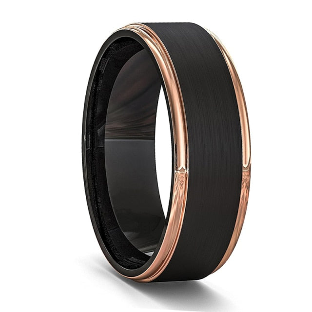 8mm Red Tungsten Wedding Band Black Tungsten Carbide Ring