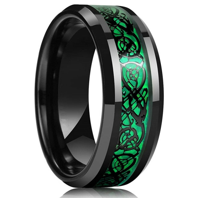 8mm Red Tungsten Wedding Band Black Tungsten Carbide Ring