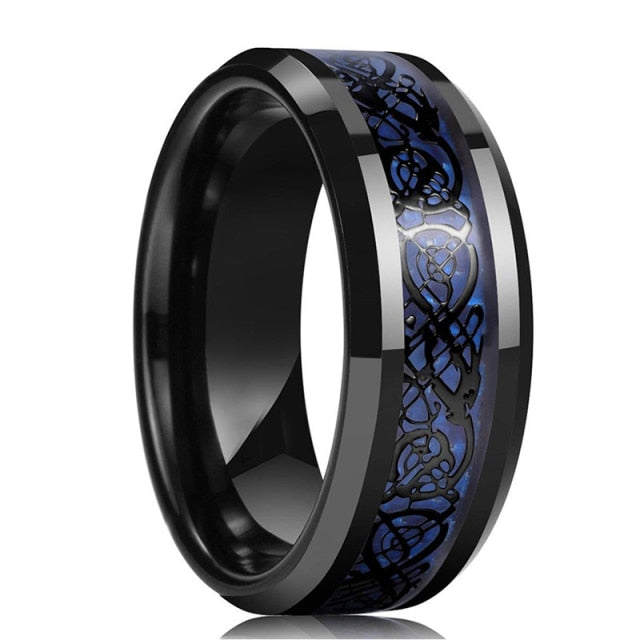 8mm Red Tungsten Wedding Band Black Tungsten Carbide Ring
