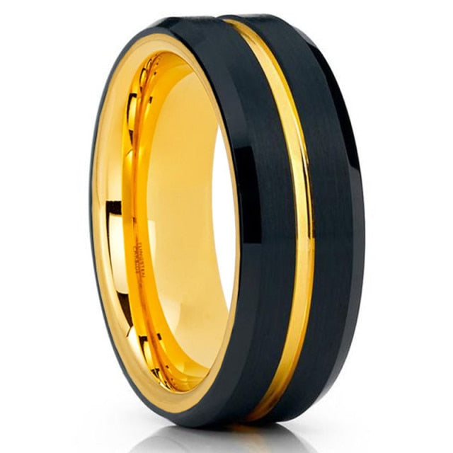 8mm Red Tungsten Wedding Band Black Tungsten Carbide Ring