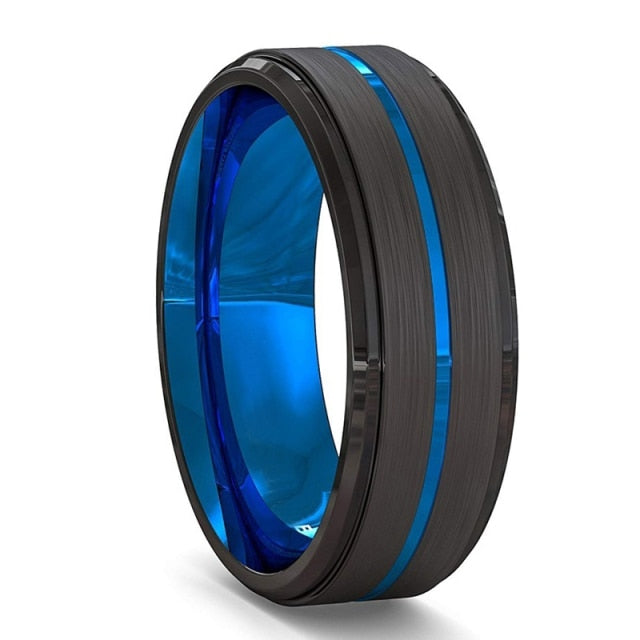 8mm Red Tungsten Wedding Band Black Tungsten Carbide Ring
