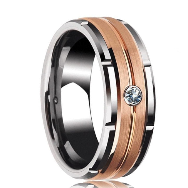 8mm Red Tungsten Wedding Band Black Tungsten Carbide Ring