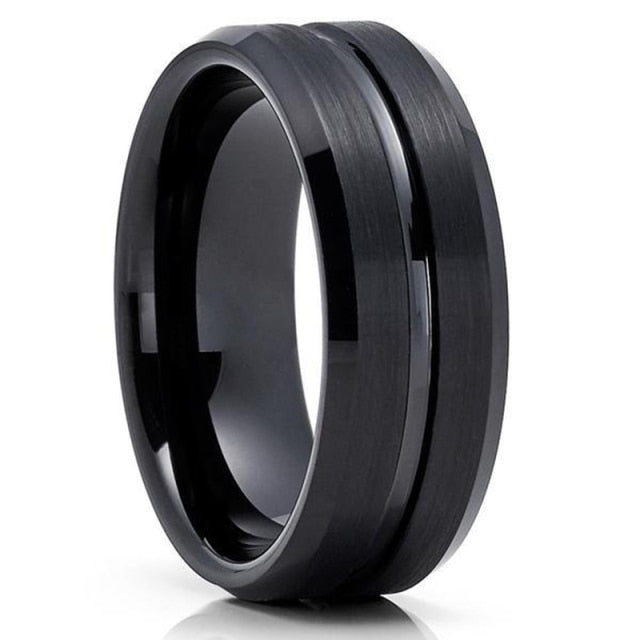 8mm Red Tungsten Wedding Band Black Tungsten Carbide Ring