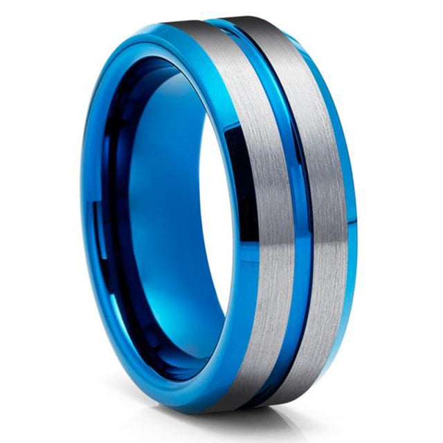 8mm Red Tungsten Wedding Band Black Tungsten Carbide Ring