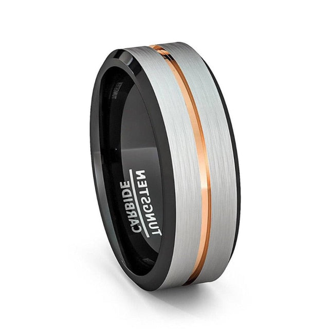 8mm Red Tungsten Wedding Band Black Tungsten Carbide Ring