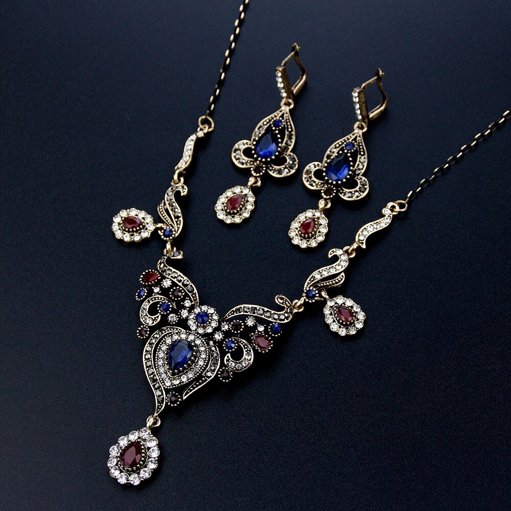 Gold Color Vintage Women Flower Jewelry Sets