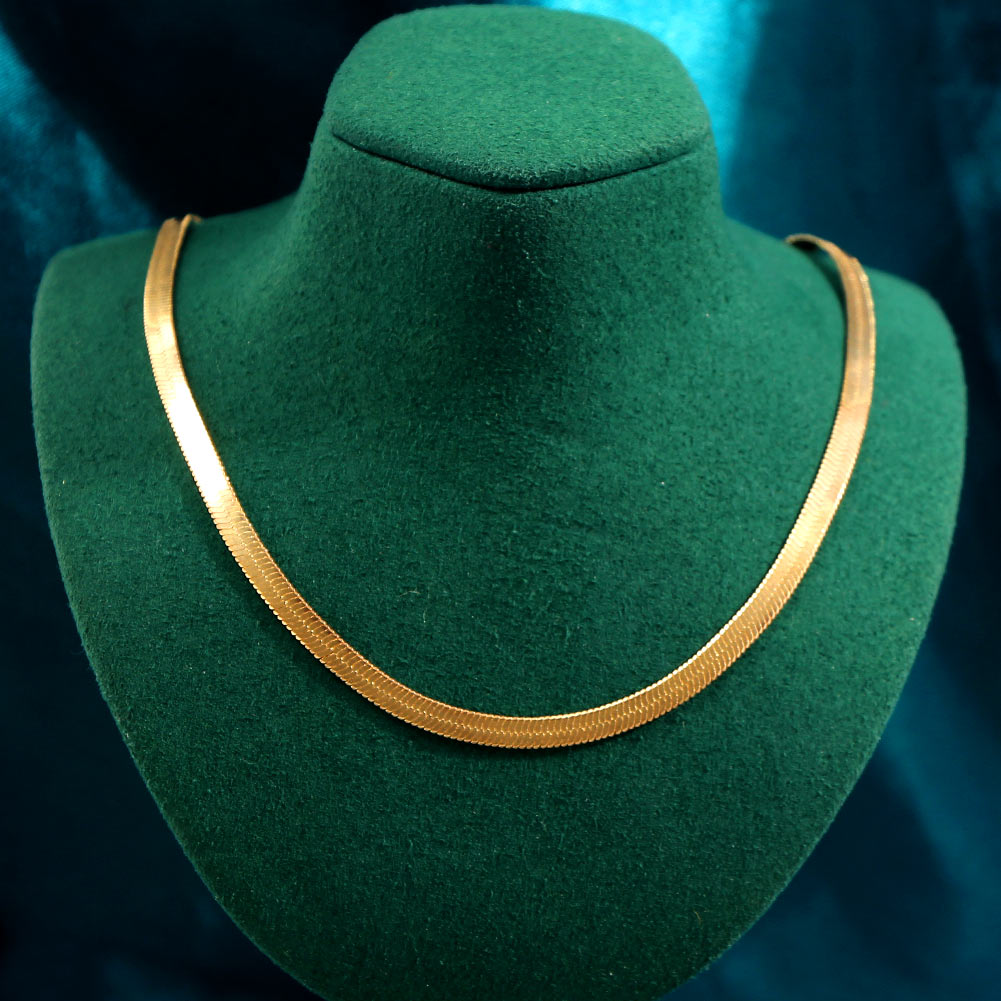 Gold Color Flat Snake Link Chain Choker Necklace