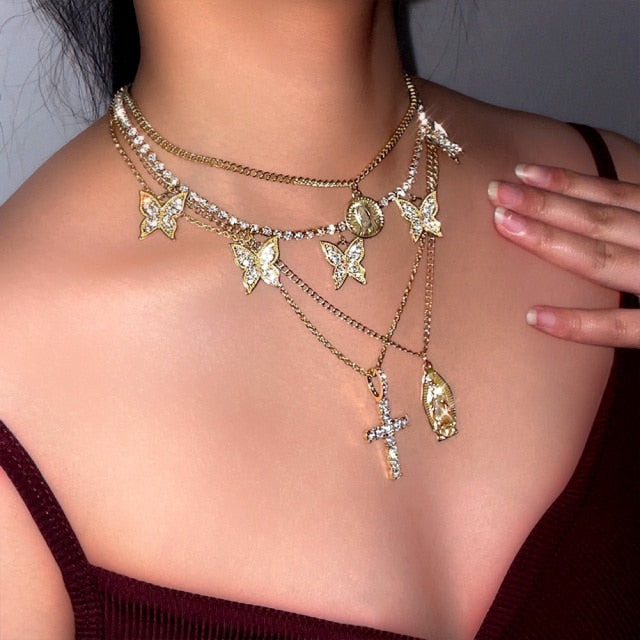Gold Color Flat Snake Link Chain Choker Necklace