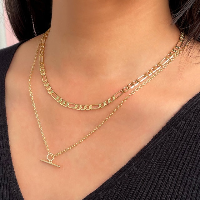 Gold Color Flat Snake Link Chain Choker Necklace