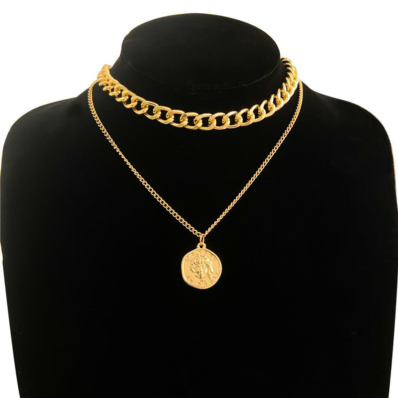 Retro Portrait Exaggerated Thick Chain Necklace