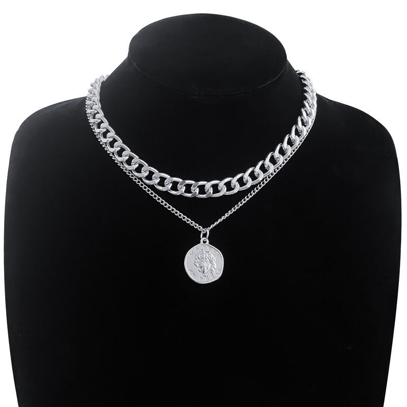 Retro Portrait Exaggerated Thick Chain Necklace