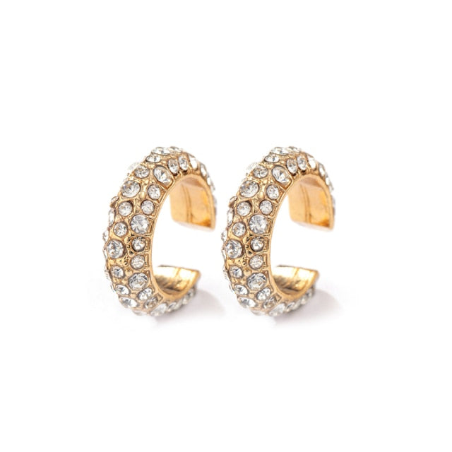 Bohemia Stackable C Shaped CZ Rhinestone Small Earcuffs Clip