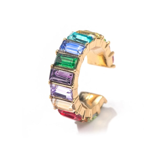Bohemia Stackable C Shaped CZ Rhinestone Small Earcuffs Clip