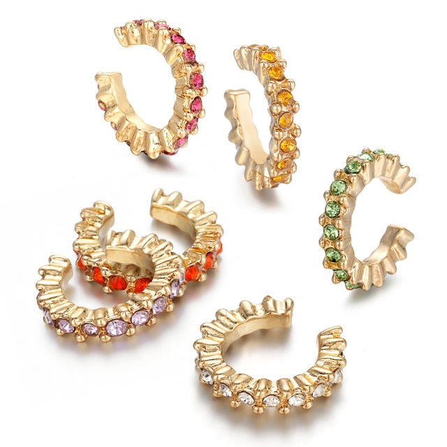 Bohemia Stackable C Shaped CZ Rhinestone Small Earcuffs Clip