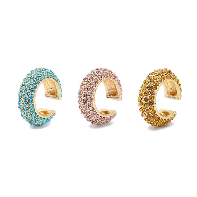 Bohemia Stackable C Shaped CZ Rhinestone Small Earcuffs Clip