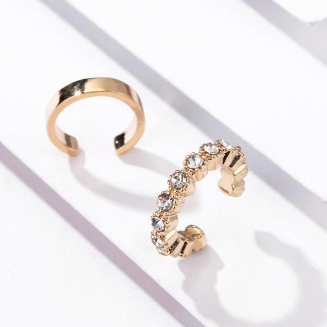 Bohemia Stackable C Shaped CZ Rhinestone Small Earcuffs Clip