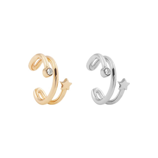 Bohemia Stackable C Shaped CZ Rhinestone Small Earcuffs Clip