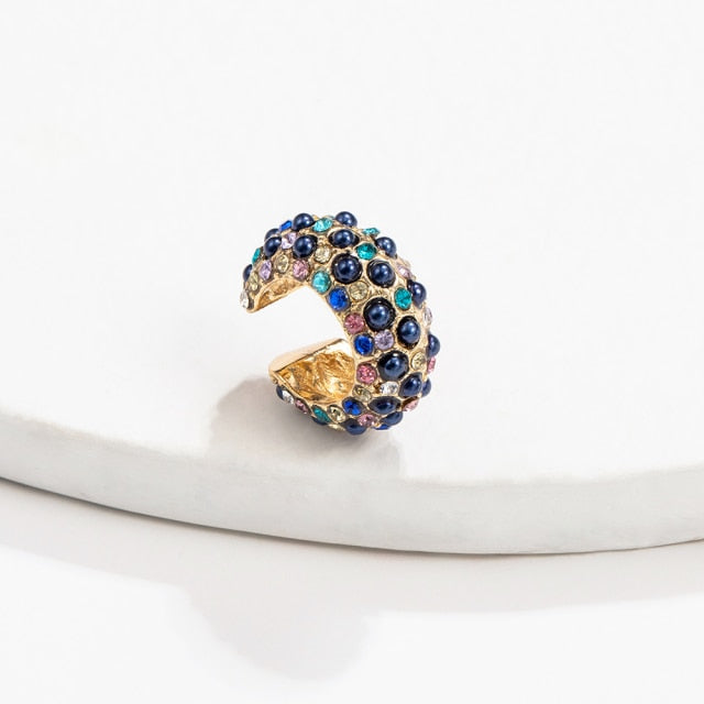 Bohemia Stackable C Shaped CZ Rhinestone Small Earcuffs Clip