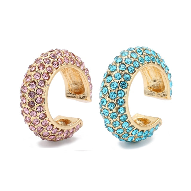 Bohemia Stackable C Shaped CZ Rhinestone Small Earcuffs Clip