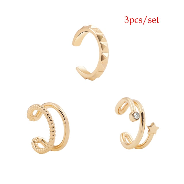 Bohemia Stackable C Shaped CZ Rhinestone Small Earcuffs Clip