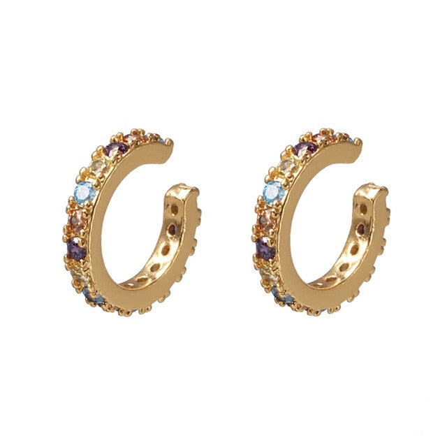 Bohemia Stackable C Shaped CZ Rhinestone Small Earcuffs Clip