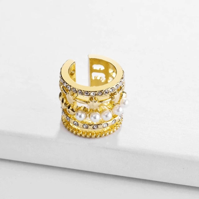 Bohemia Stackable C Shaped CZ Rhinestone Small Earcuffs Clip
