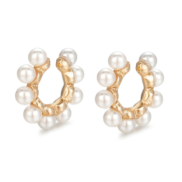 Trendy Pearl Clip on Earrings Earcuffs