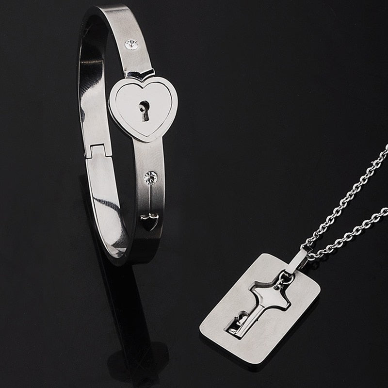 Concentric Lock Key Non-Fading Forever Love Jewelry Set