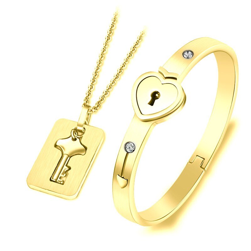 Concentric Lock Key Non-Fading Forever Love Jewelry Set