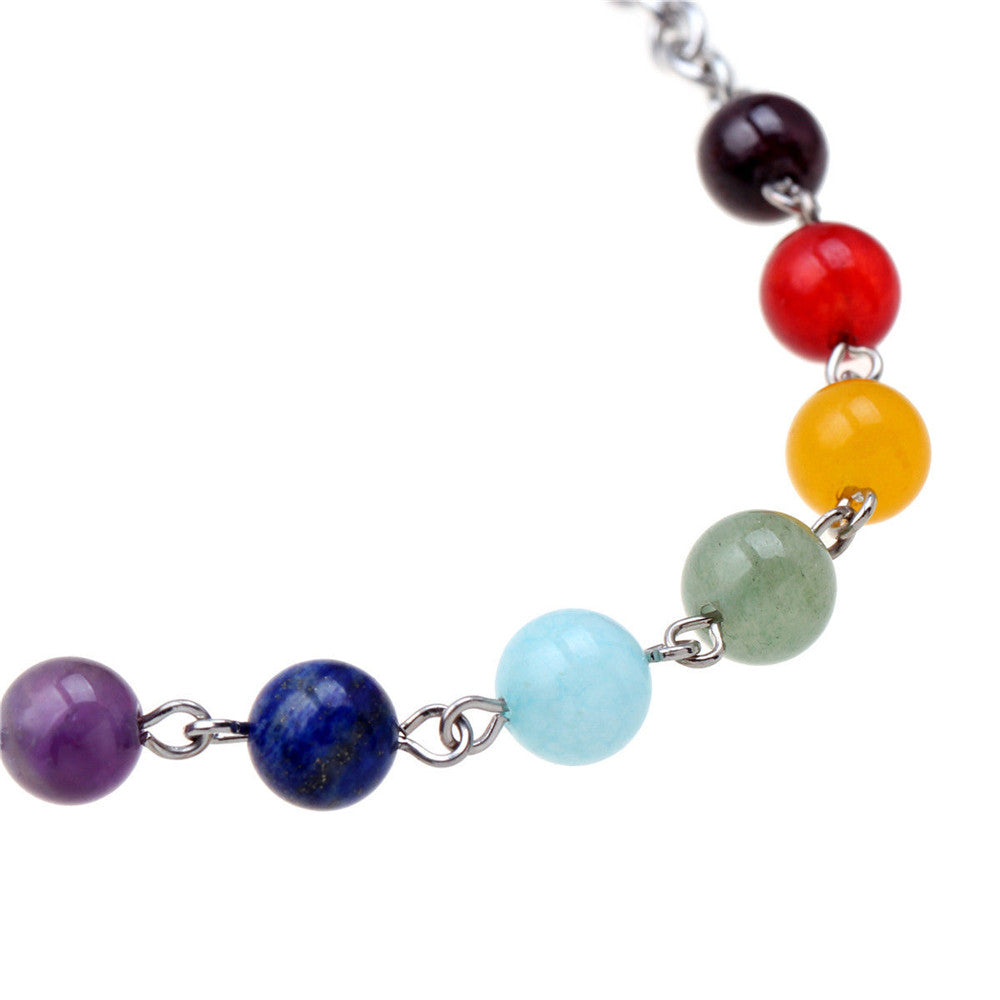 Natural Stone Beads Crystal 7 Chakra Bracelet For Women