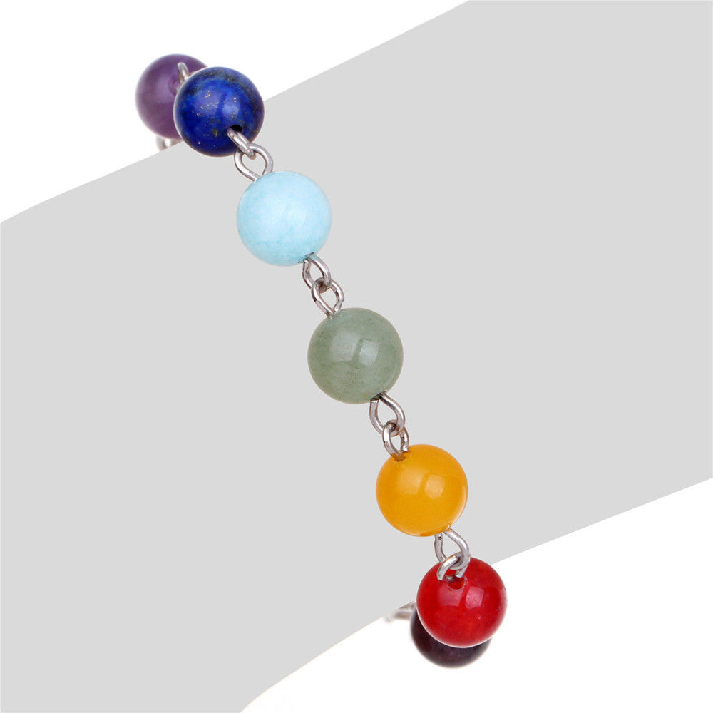 Natural Stone Beads Crystal 7 Chakra Bracelet For Women