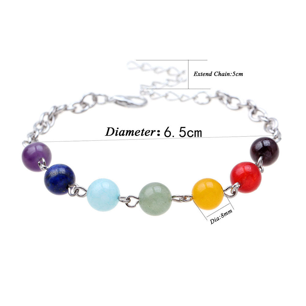 Natural Stone Beads Crystal 7 Chakra Bracelet For Women