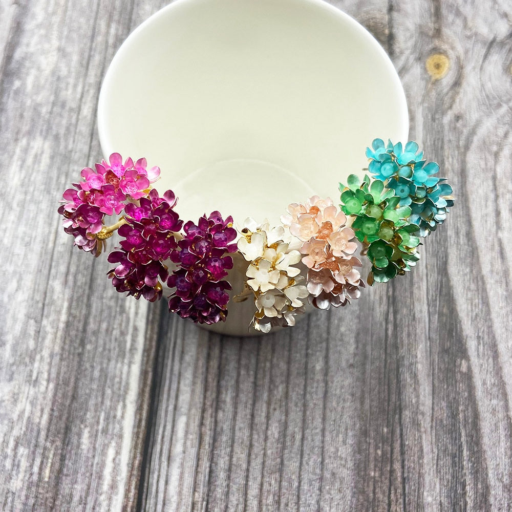 New Design Brand Colorful Metal Flower Hoop Earring
