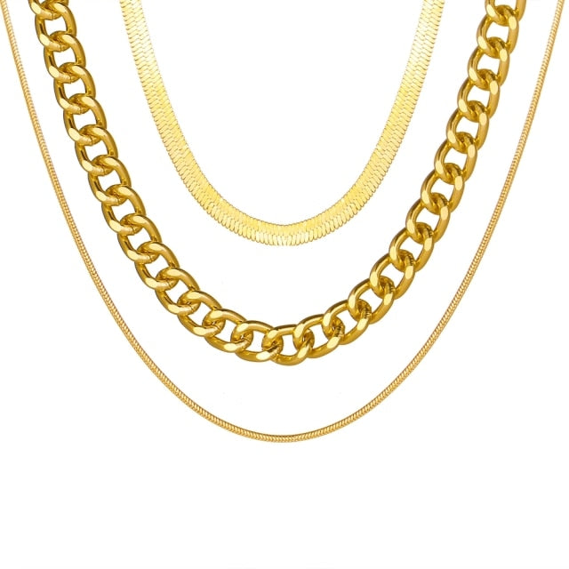 Vintage Multi-layer Gold Chain Choker Necklace