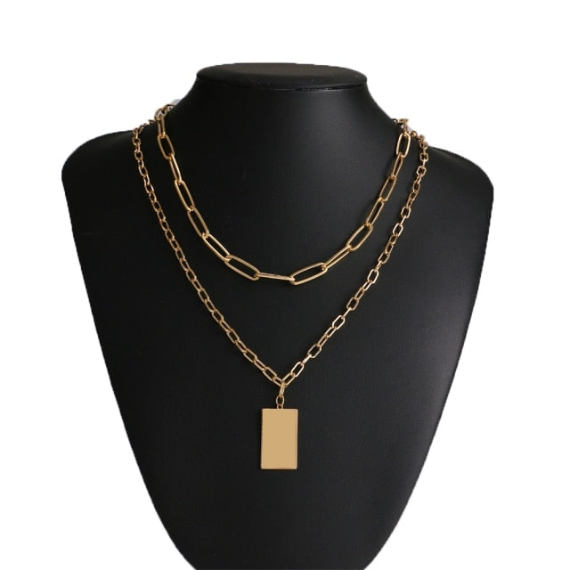 Vintage Multi-layer Gold Chain Choker Necklace