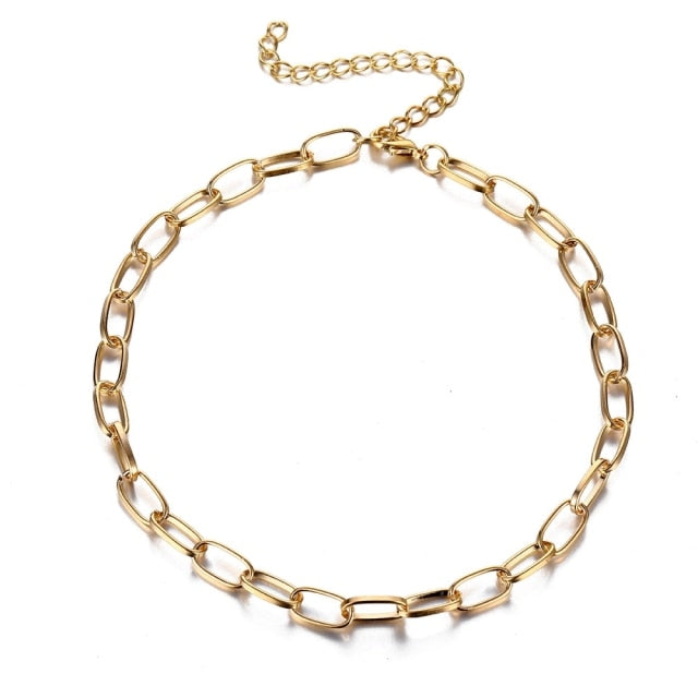 Vintage Multi-layer Gold Chain Choker Necklace
