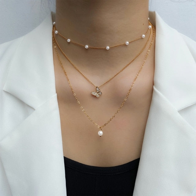 Vintage Multi-layer Gold Chain Choker Necklace