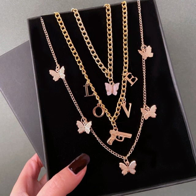 Vintage Multi-layer Gold Chain Choker Necklace
