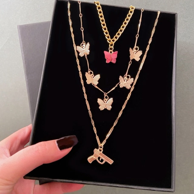 Vintage Multi-layer Gold Chain Choker Necklace