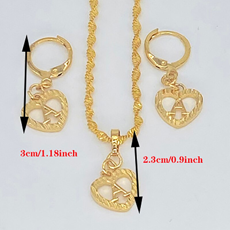 26 Initial Gold Color Love Letters Jewelry Sets