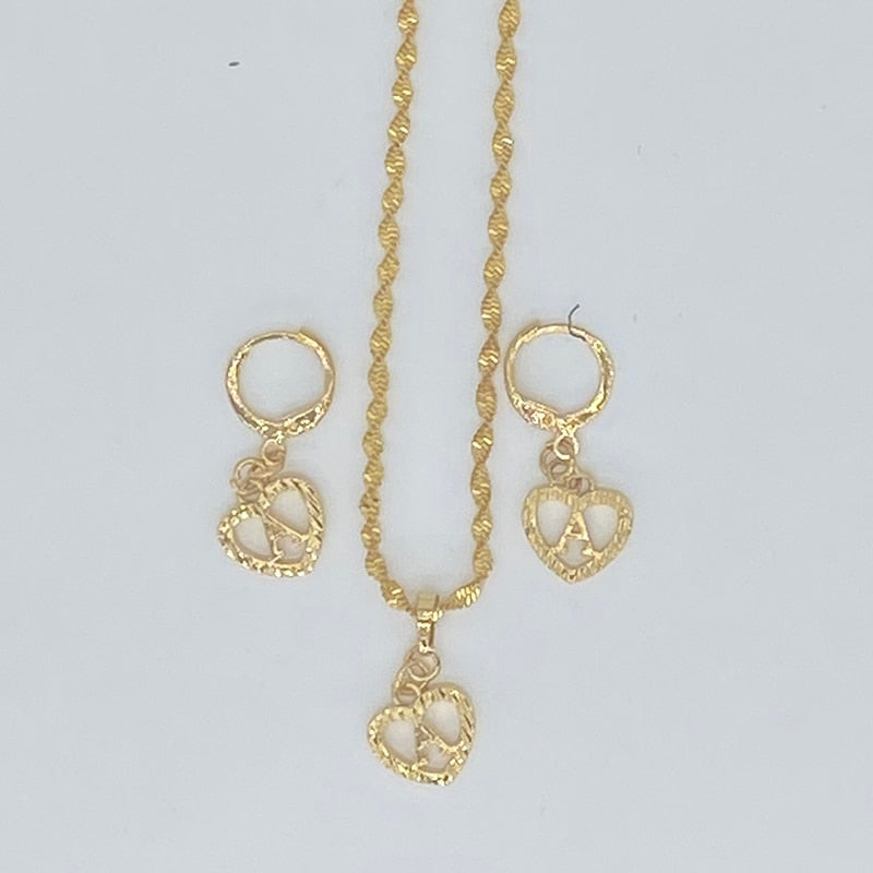 26 Initial Gold Color Love Letters Jewelry Sets