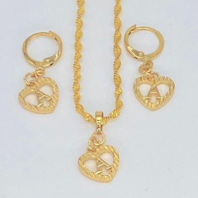 26 Initial Gold Color Love Letters Jewelry Sets