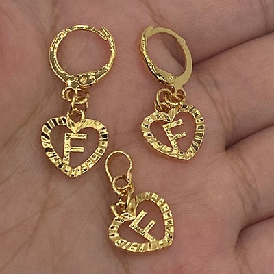 26 Initial Gold Color Love Letters Jewelry Sets
