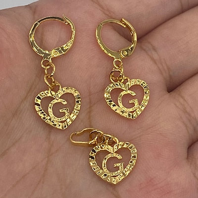 26 Initial Gold Color Love Letters Jewelry Sets