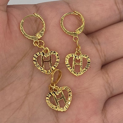 26 Initial Gold Color Love Letters Jewelry Sets