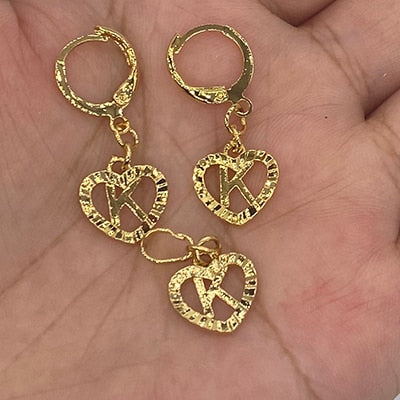 26 Initial Gold Color Love Letters Jewelry Sets