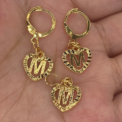26 Initial Gold Color Love Letters Jewelry Sets