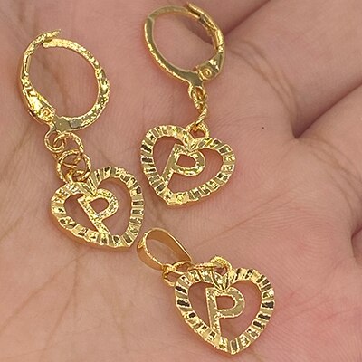 26 Initial Gold Color Love Letters Jewelry Sets