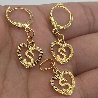26 Initial Gold Color Love Letters Jewelry Sets