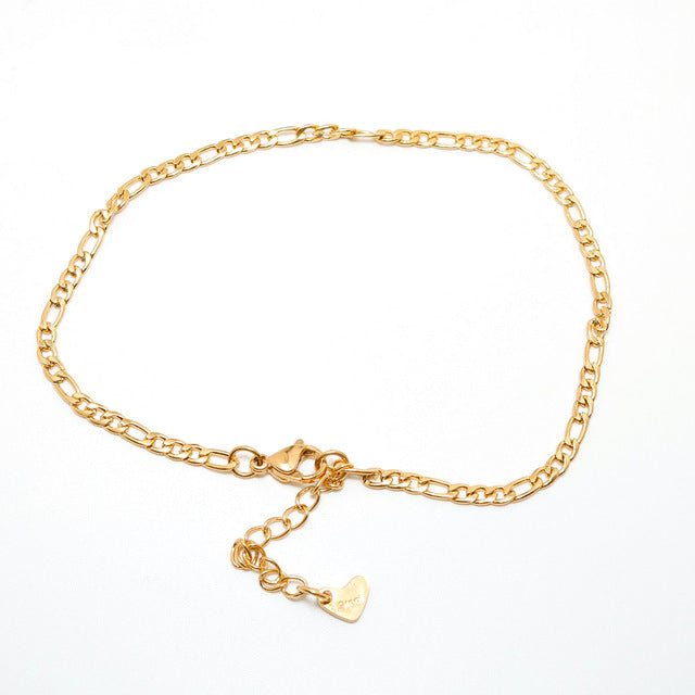 1PC 304 Stainless Steel Simple Chain Anklets For Women